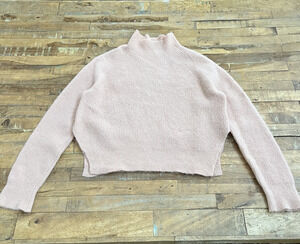 Malene Birger Pink Ribbed Mock Neck Knit Sweater Women's Small Alpaca Blend